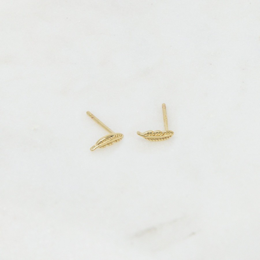 Earrings Yiwu | Feather Stud Earrings Yellow Gold