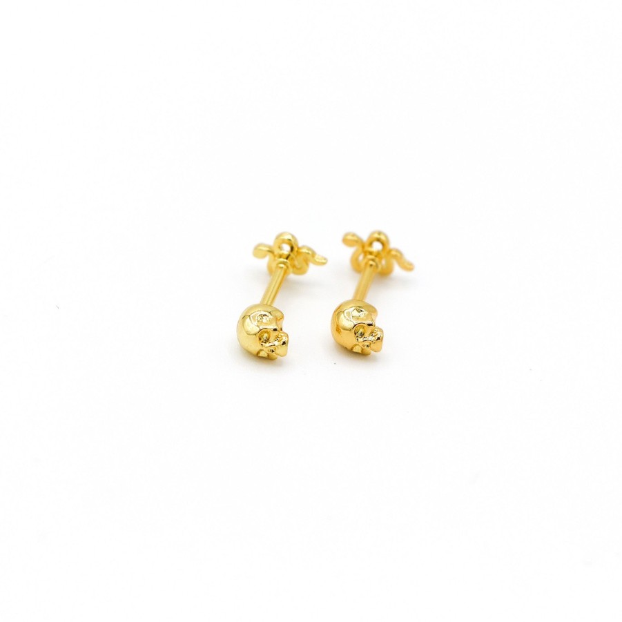 Earrings JinMao | Twin Flame Studs Serpent / Skull Yellow Gold