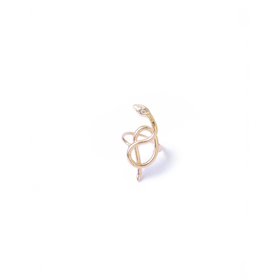 Rings JinMao | Coiled Serpent Snake Ring With Birthstone