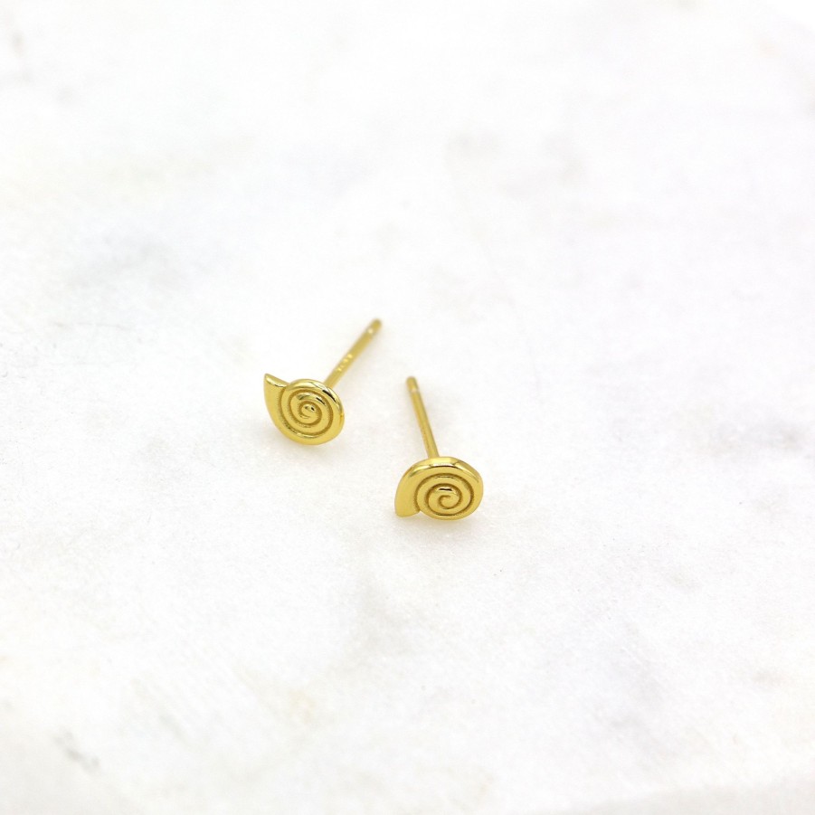 Earrings Nina Berenato Jewelry | Shell Stud Earrings Yellow Gold