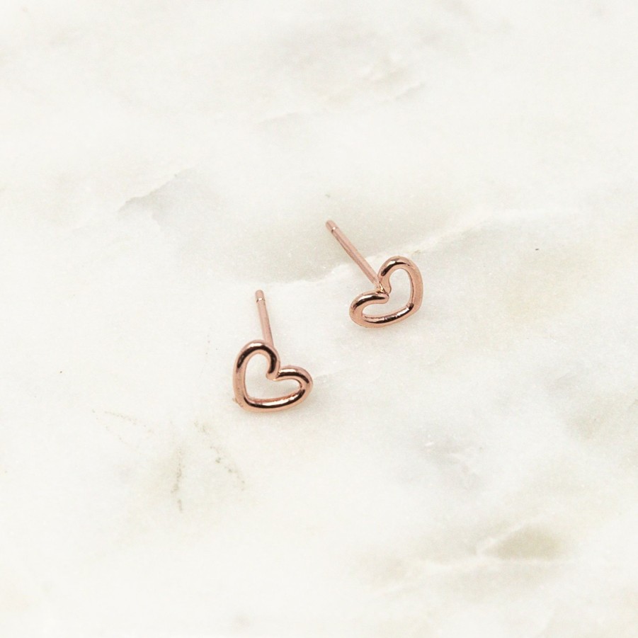 Earrings Yiwu | Heart Stud Earrings Rose Gold