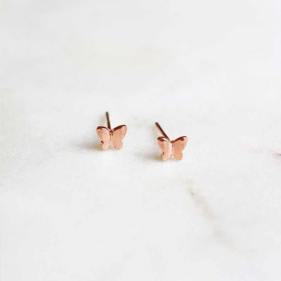 Earrings Yiwu | Butterfly Stud Earrings Rose Gold