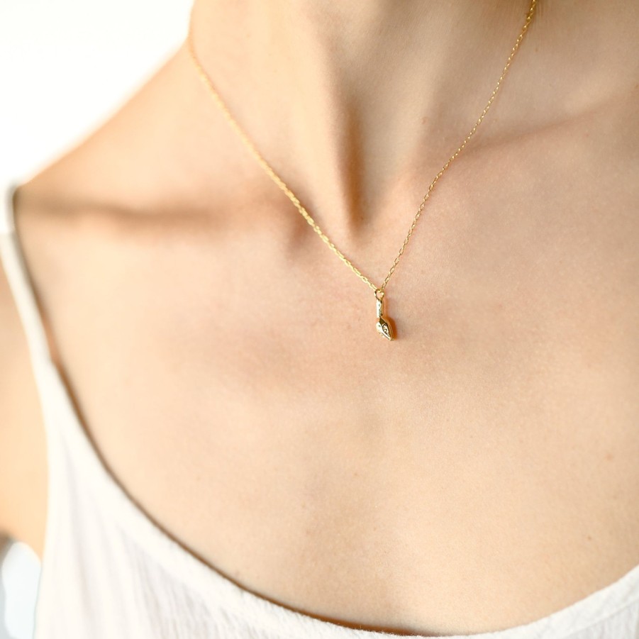 Necklaces Nina Berenato Jewelry | Snake Charm Necklace Yellow Gold