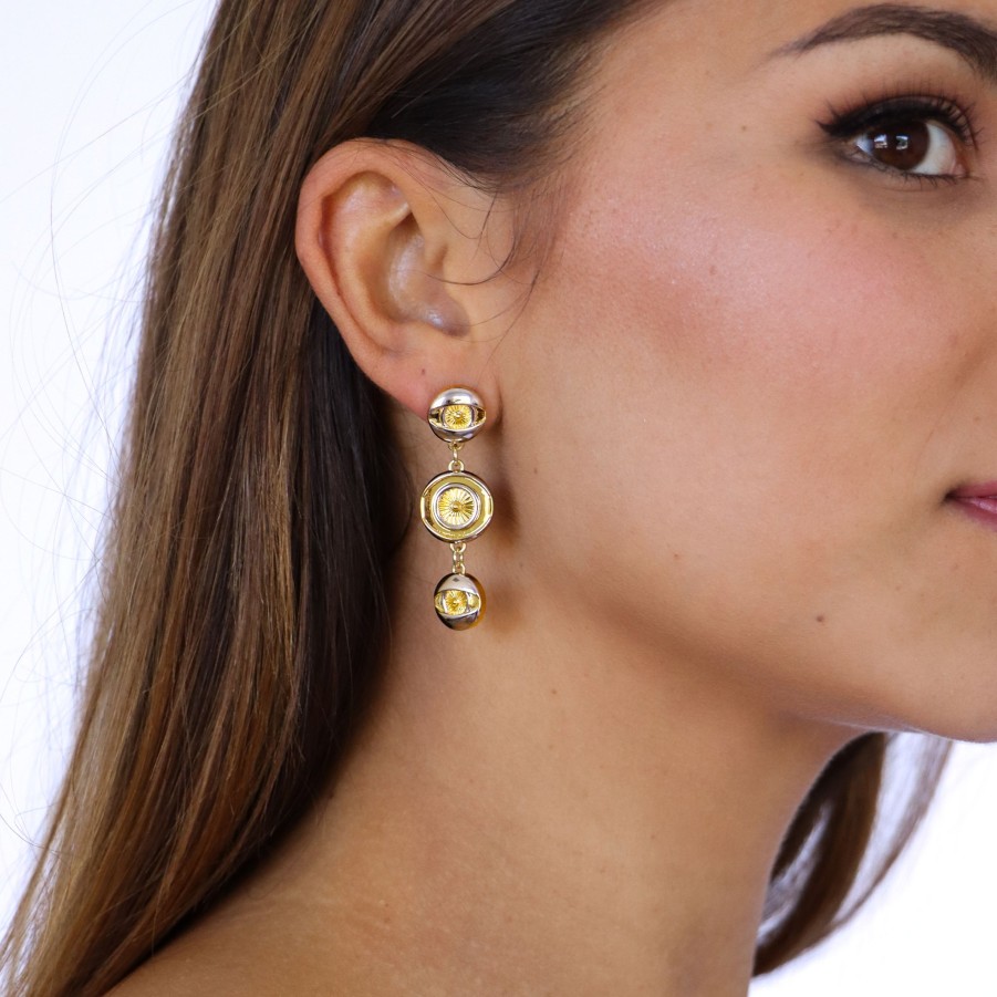 Earrings JinMao | Clarity Dangle Earring Two Toned