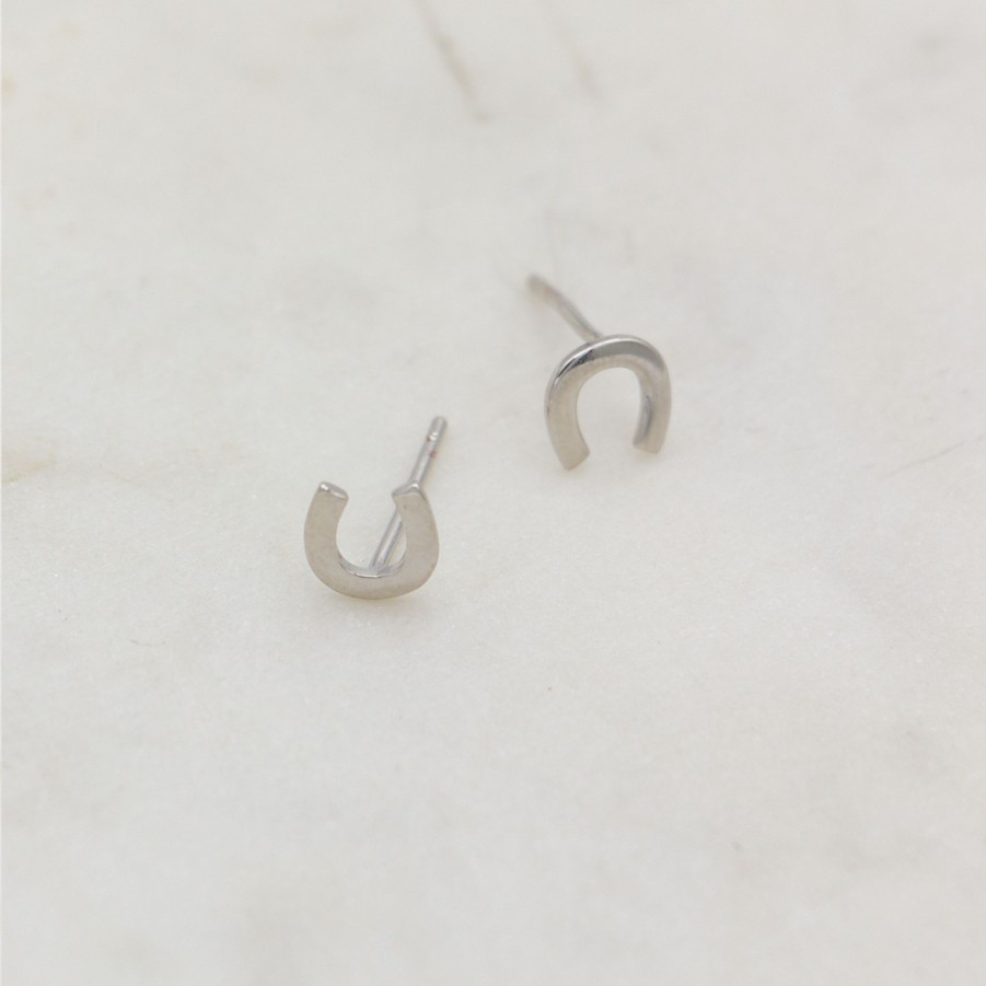 Earrings Yiwu | Horseshoes Stud Earring White Gold