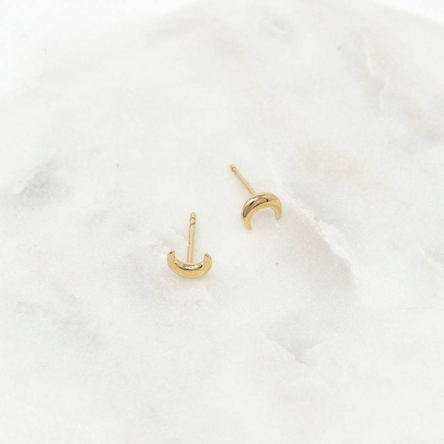 Earrings Yiwu | Crescent Moon Stud Earrings Yellow Gold