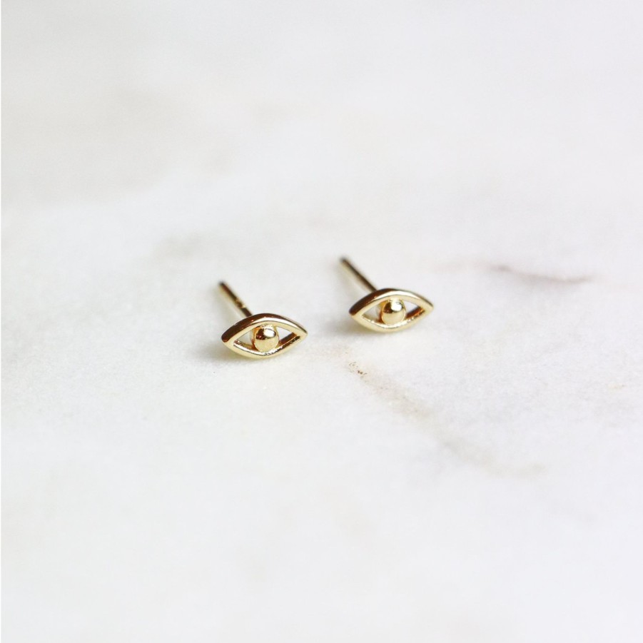 Earrings Yiwu | Evil Eye Stud Earrings Yellow Gold