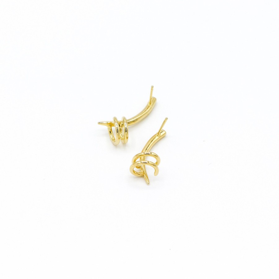 Earrings Nina Berenato Jewelry | Connection Ear Crawler Yellow Gold