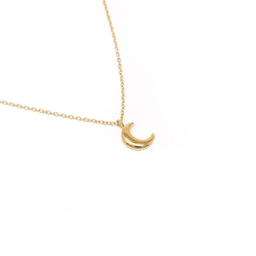 Necklaces Yiwu | Tiny Crescent Moon Necklace Yellow Gold