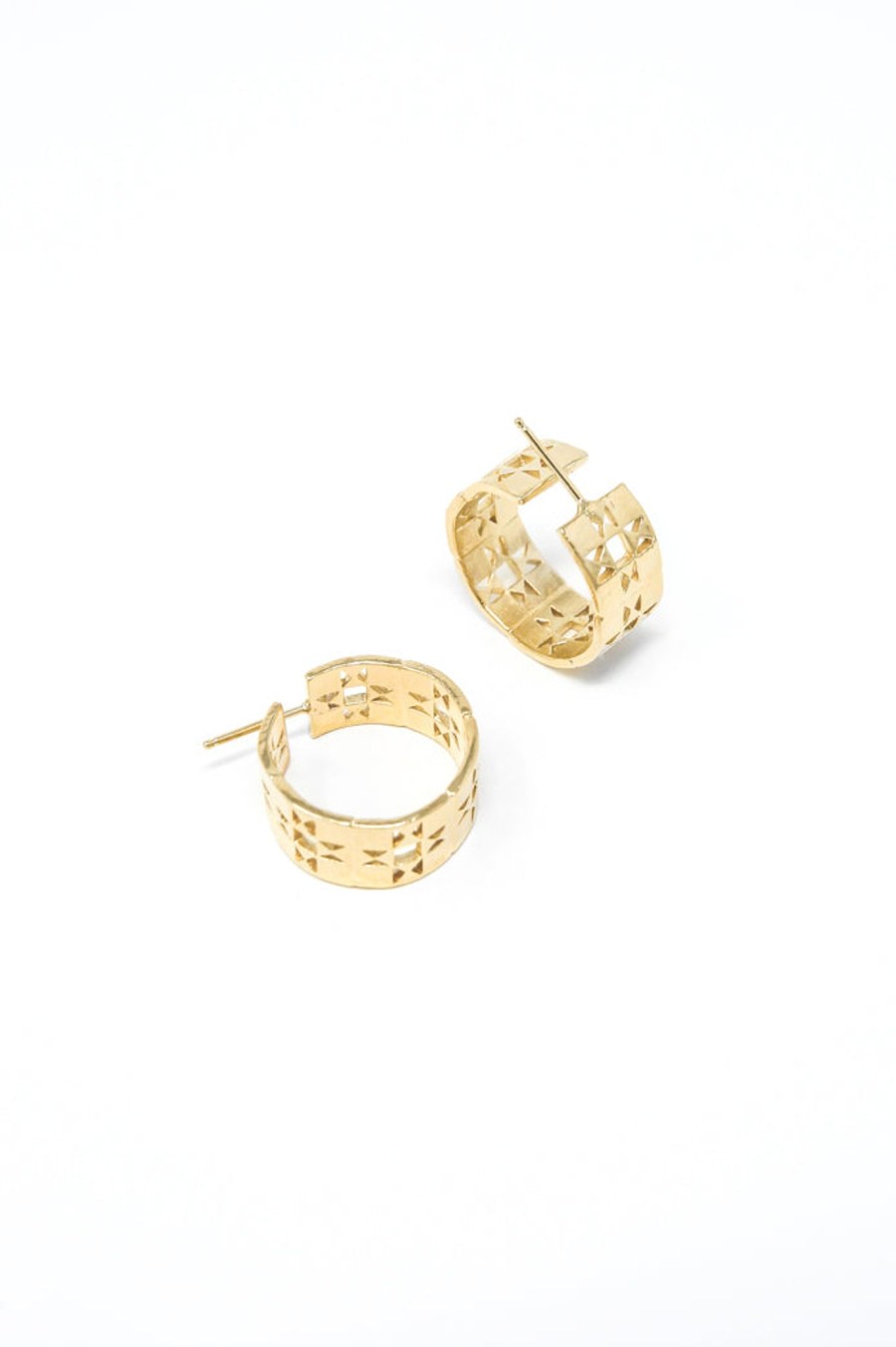 Earrings Nina Berenato Jewelry | Small Patchwork Huggie Hoop Earring