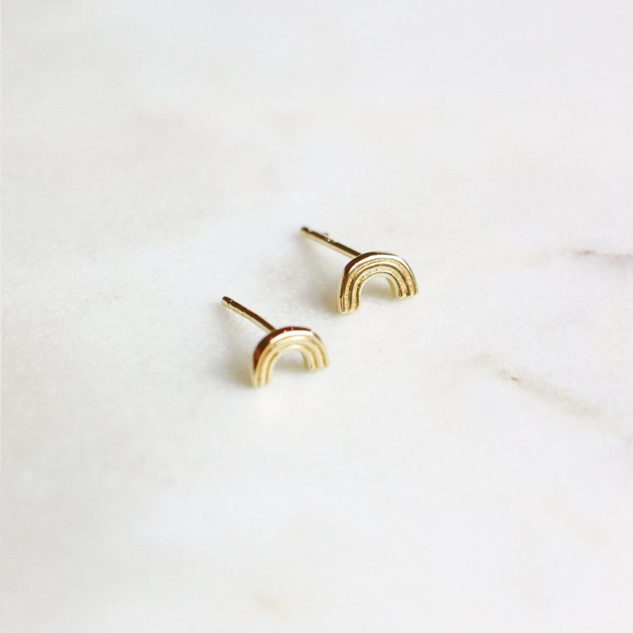 Earrings Yiwu | Rainbow Stud Earrings Yellow Gold