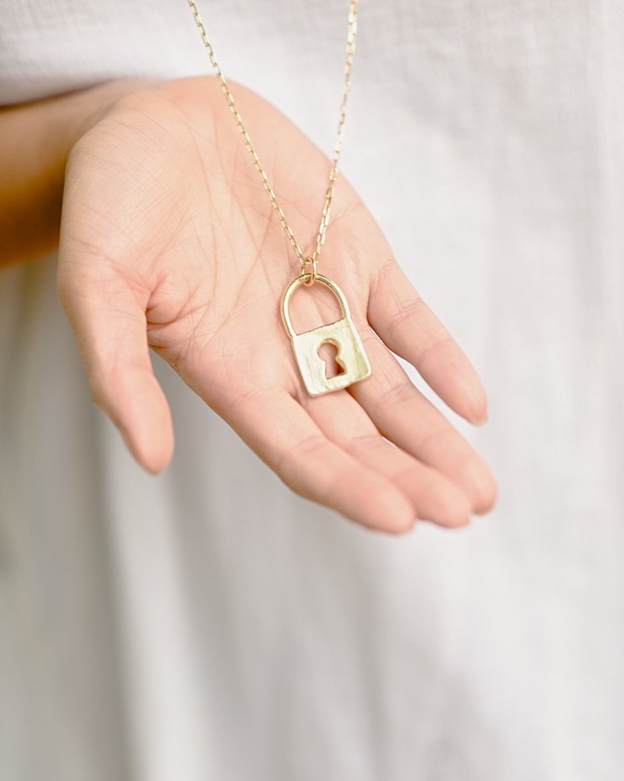 Necklaces Nina Berenato Jewelry | Large Lock Pendant Necklace