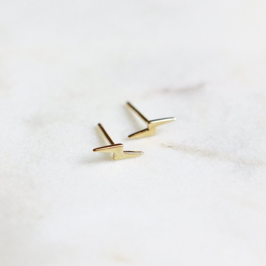 Earrings Yiwu | Lightning Bolt Stud Earrings Yellow Gold