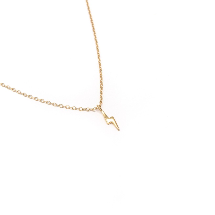 Necklaces Yiwu | Tiny Lightning Bolt Necklace Yellow Gold