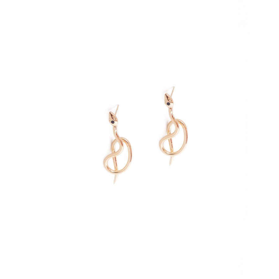 Earrings JinMao | Coiled Serpent Snake Earrings With Birthstones