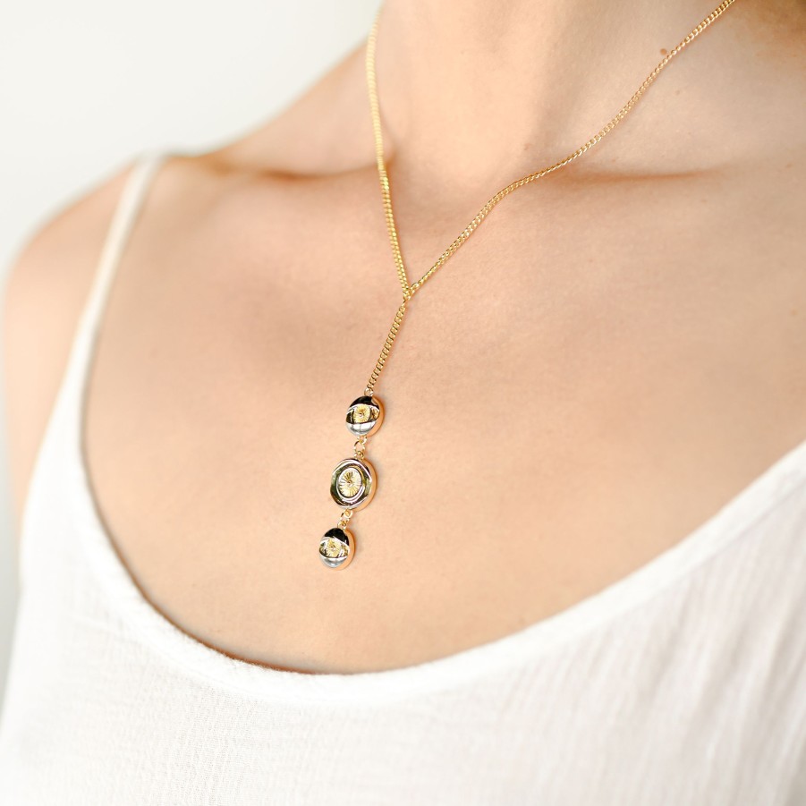 Necklaces JinMao | Clarity Lariat Two Toned